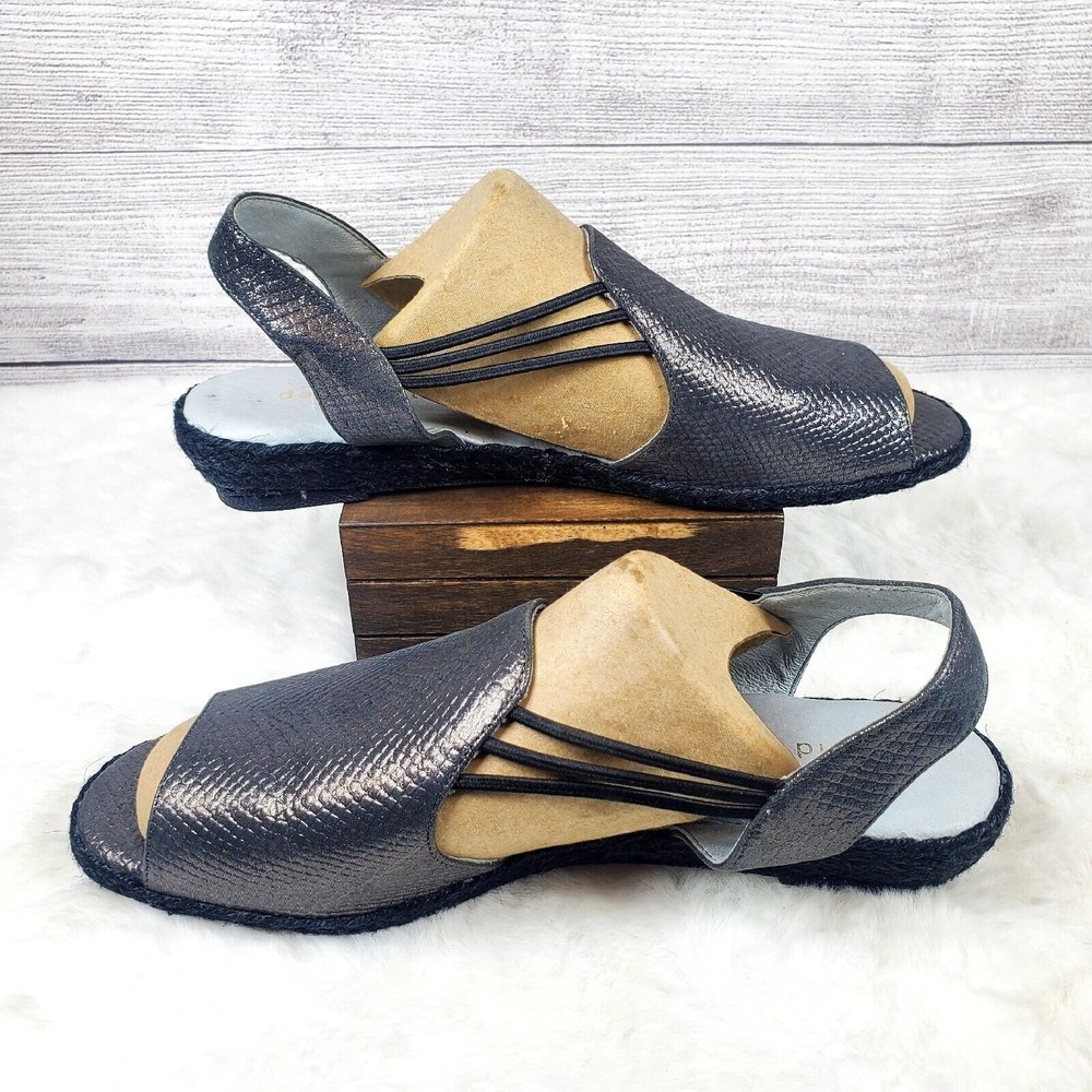 David Tate Womens June Leather Metallic Slingback Sandals Shoes - Picture 4 of 9